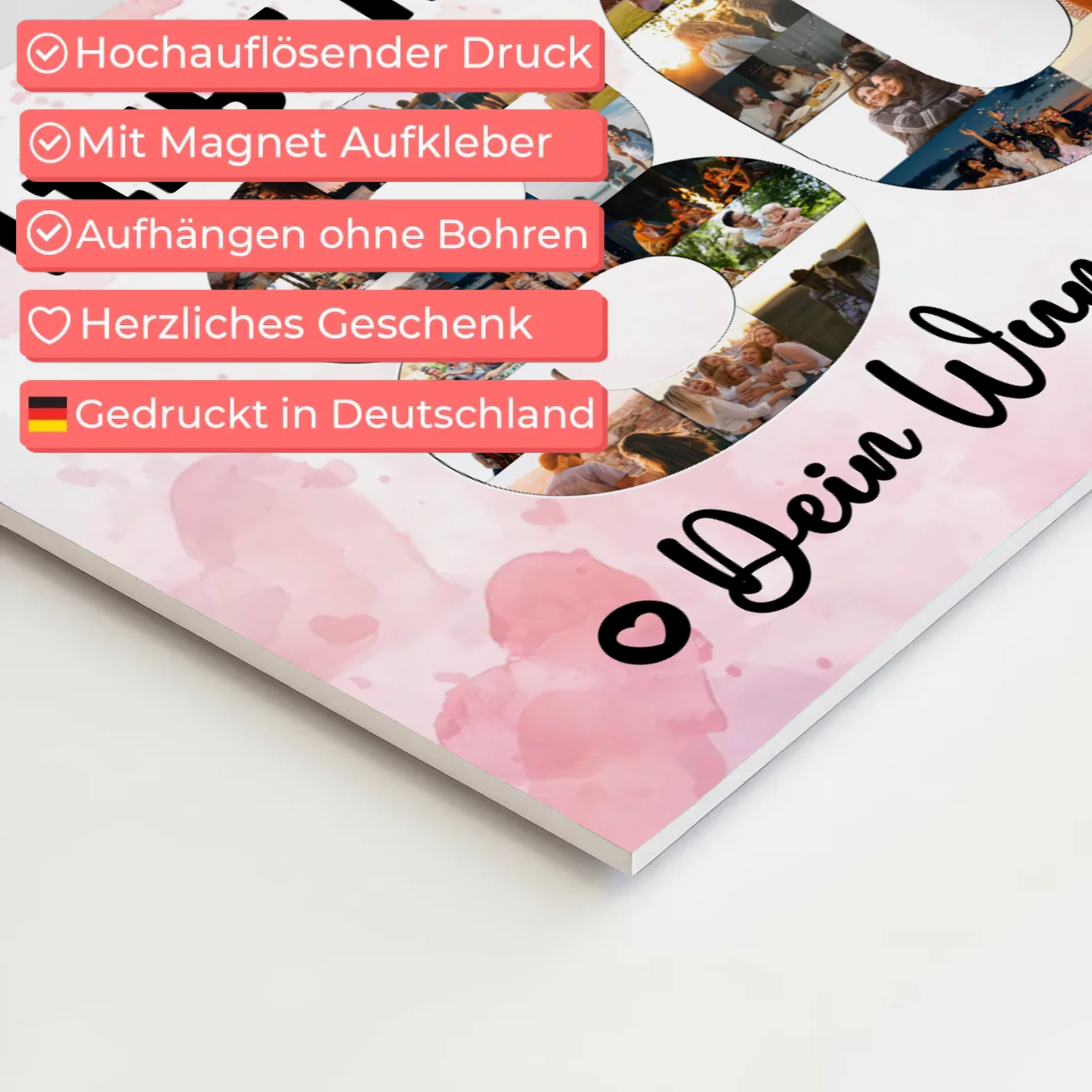 Fotoboard Magnet Poster mit Unterschriften 80 Geburtstag Mama