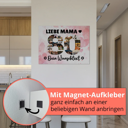 Fotoboard Magnet Poster mit Unterschriften 80 Geburtstag Mama