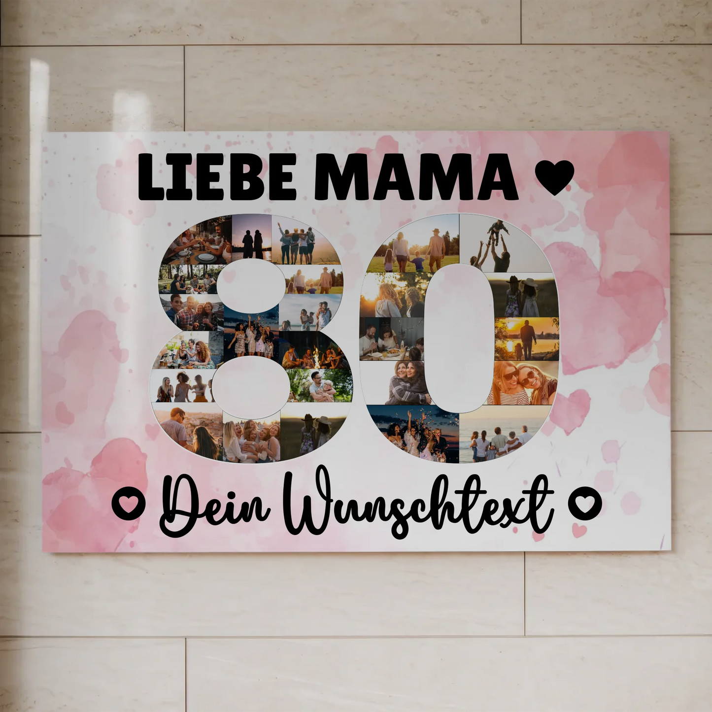 Fotoboard Magnet Poster mit Unterschriften 80 Geburtstag Mama