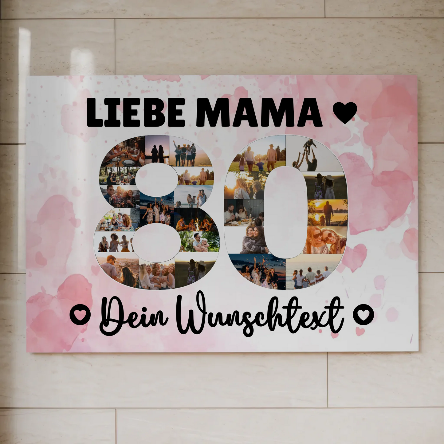 Fotoboard Magnet Poster mit Unterschriften 80 Geburtstag Mama