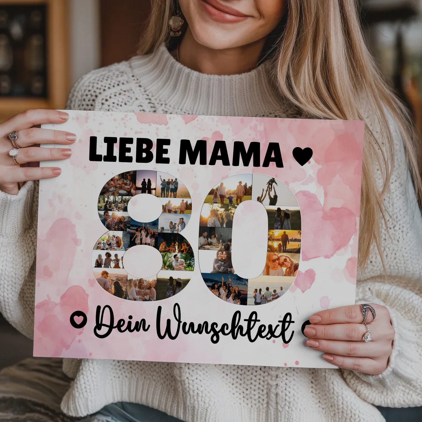 Fotoboard Magnet Poster mit Unterschriften 80 Geburtstag Mama
