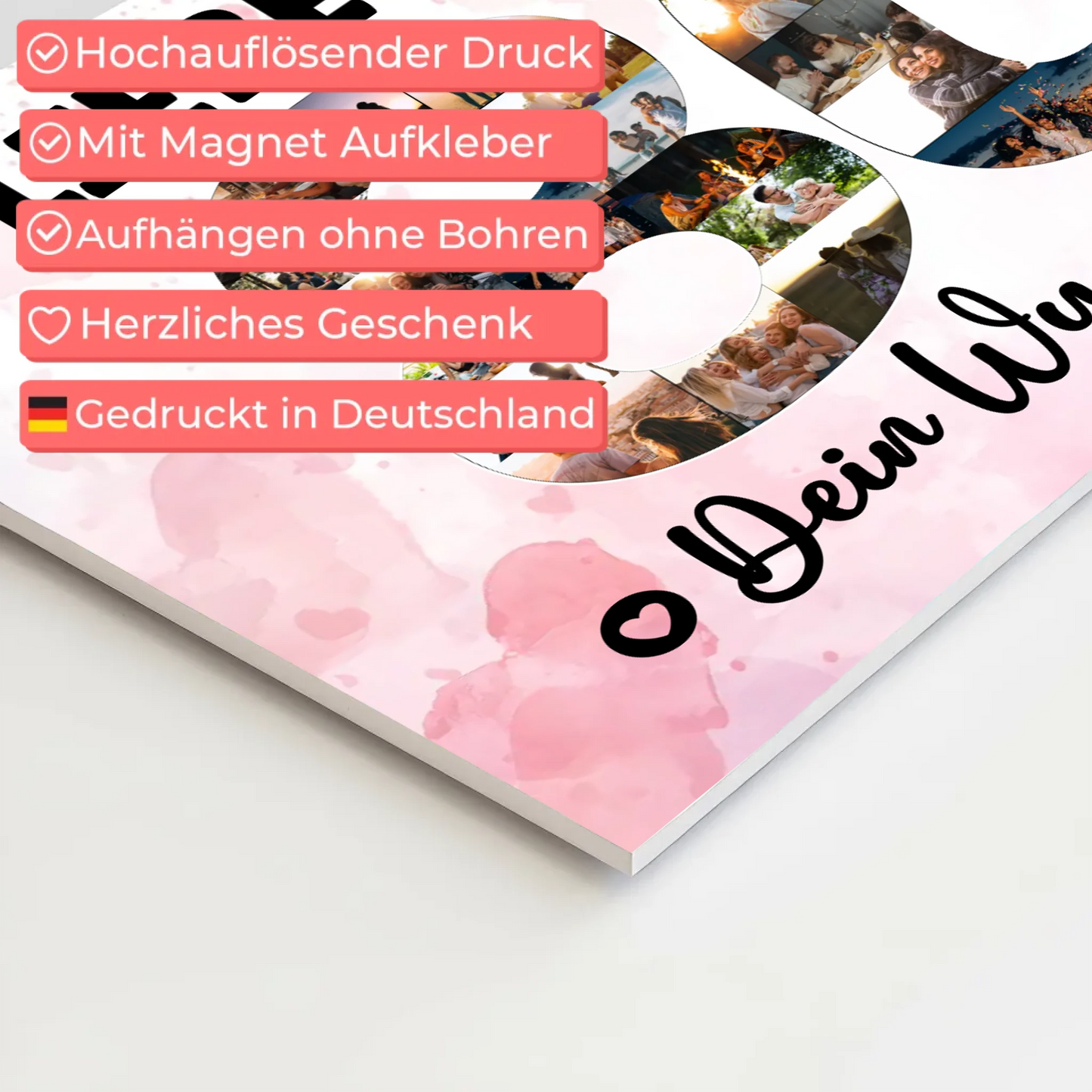 Fotoboard Magnet Poster mit Unterschriften 80 Geburtstag Mama