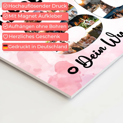 Fotoboard Magnet Poster mit Unterschriften 80 Geburtstag Mama