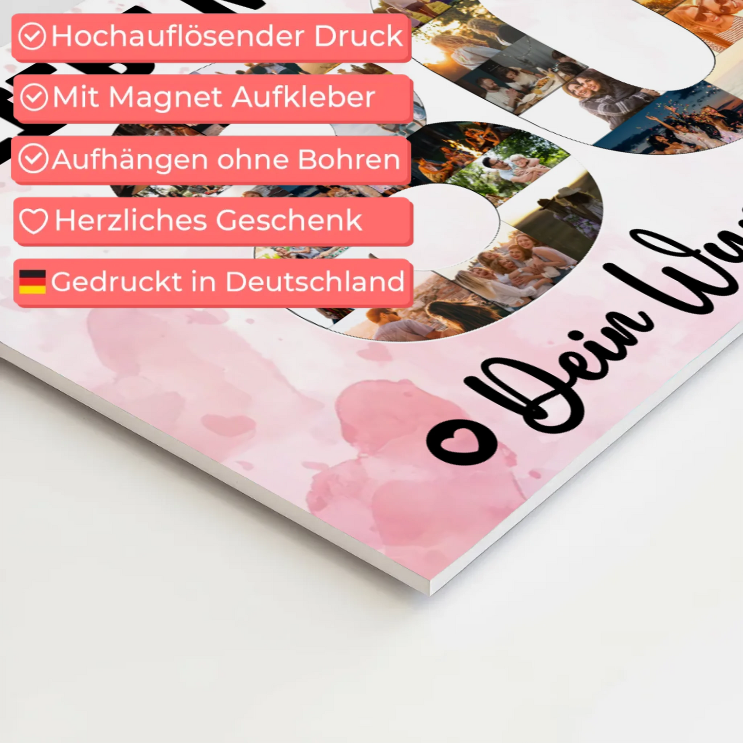 Fotoboard Magnet Poster mit Unterschriften 80 Geburtstag Mama