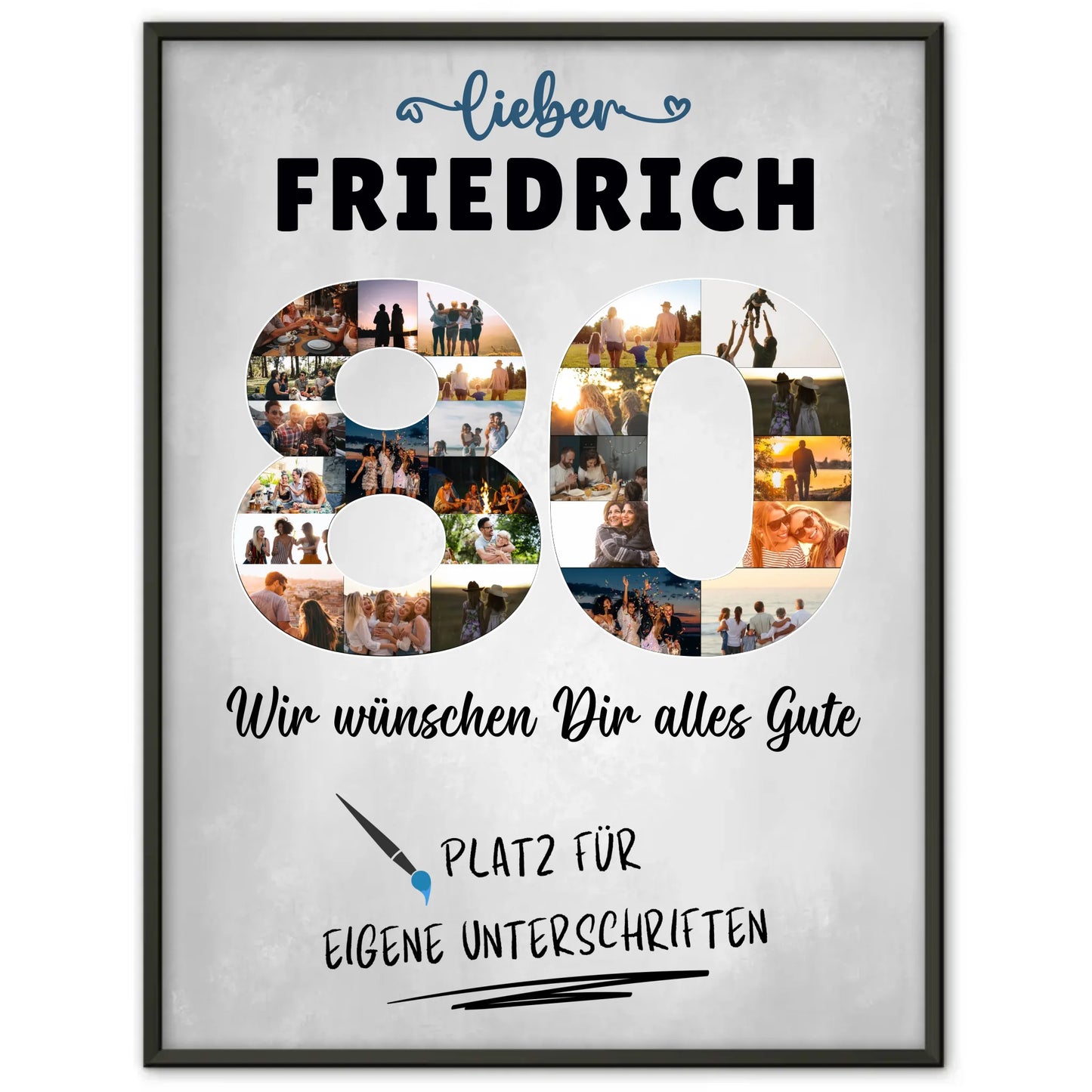 Personalisiertes Poster mit Unterschriften 80 Geburtstag für Opa Papa