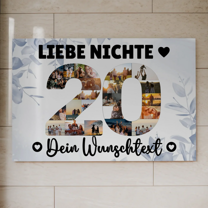 Magnetisches Fotoboard mit Unterschriften 20 Geburtstag Nichte