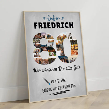 Personalisiertes Poster mit Unterschriften 80 Geburtstag für Opa Papa