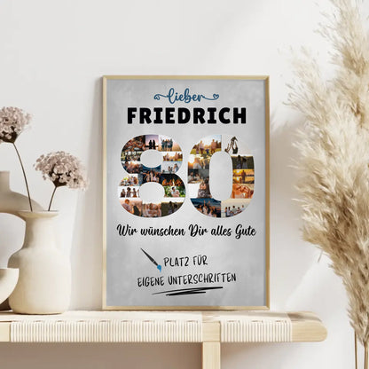 Personalisiertes Poster mit Unterschriften 80 Geburtstag für Opa Papa