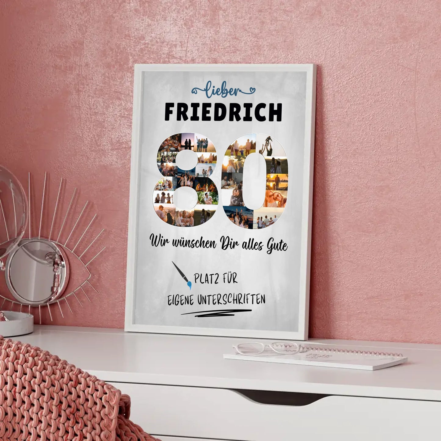 Personalisiertes Poster mit Unterschriften 80 Geburtstag für Opa Papa