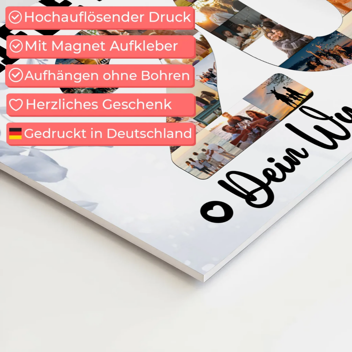 Magnetisches Fotoboard mit Unterschriften 20 Geburtstag Nichte