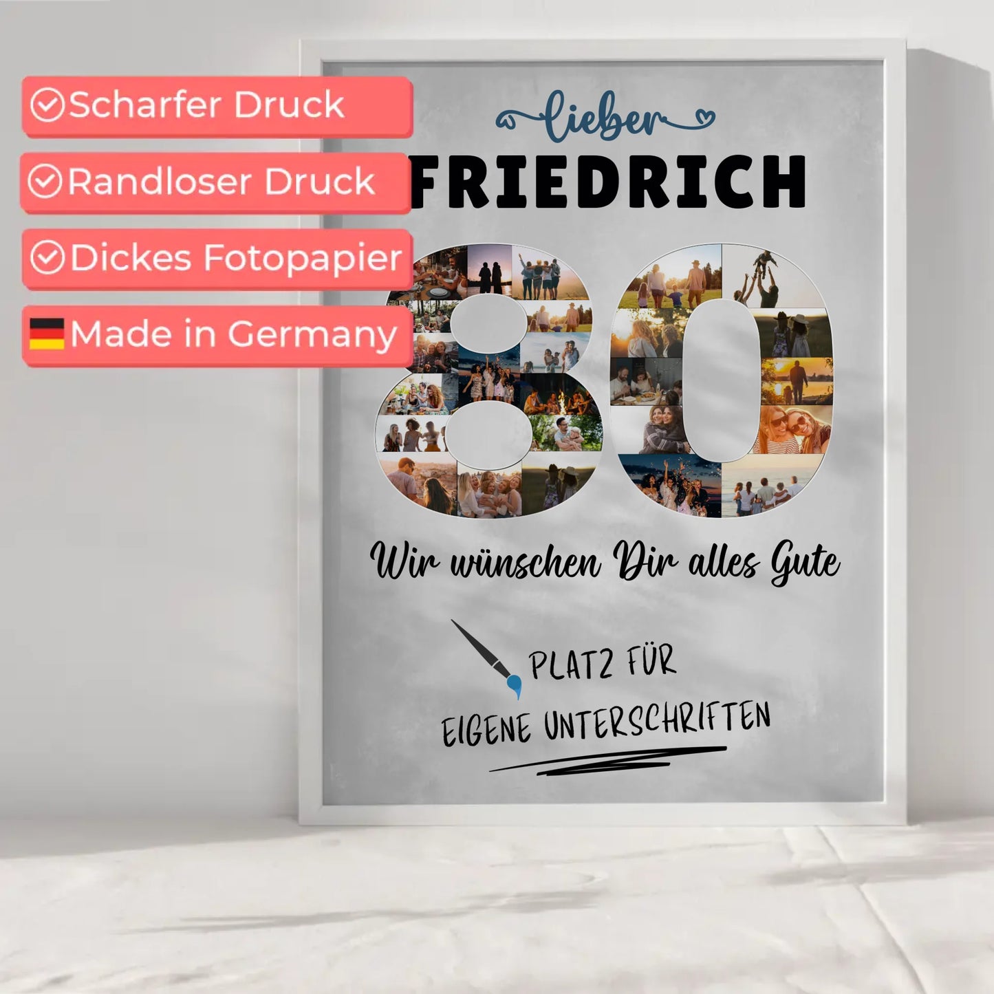 Personalisiertes Poster mit Unterschriften 80 Geburtstag für Opa Papa