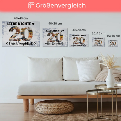 Magnetisches Fotoboard mit Unterschriften 20 Geburtstag Nichte