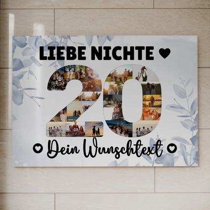 Magnetisches Fotoboard mit Unterschriften 20 Geburtstag Nichte