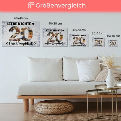 Magnetisches Fotoboard mit Unterschriften 20 Geburtstag Nichte