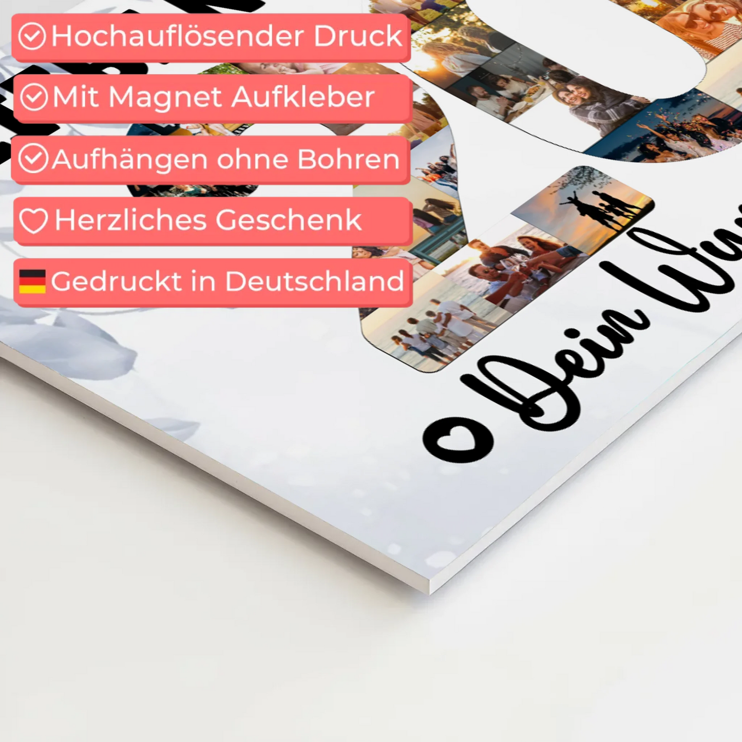 Magnetisches Fotoboard mit Unterschriften 20 Geburtstag Nichte
