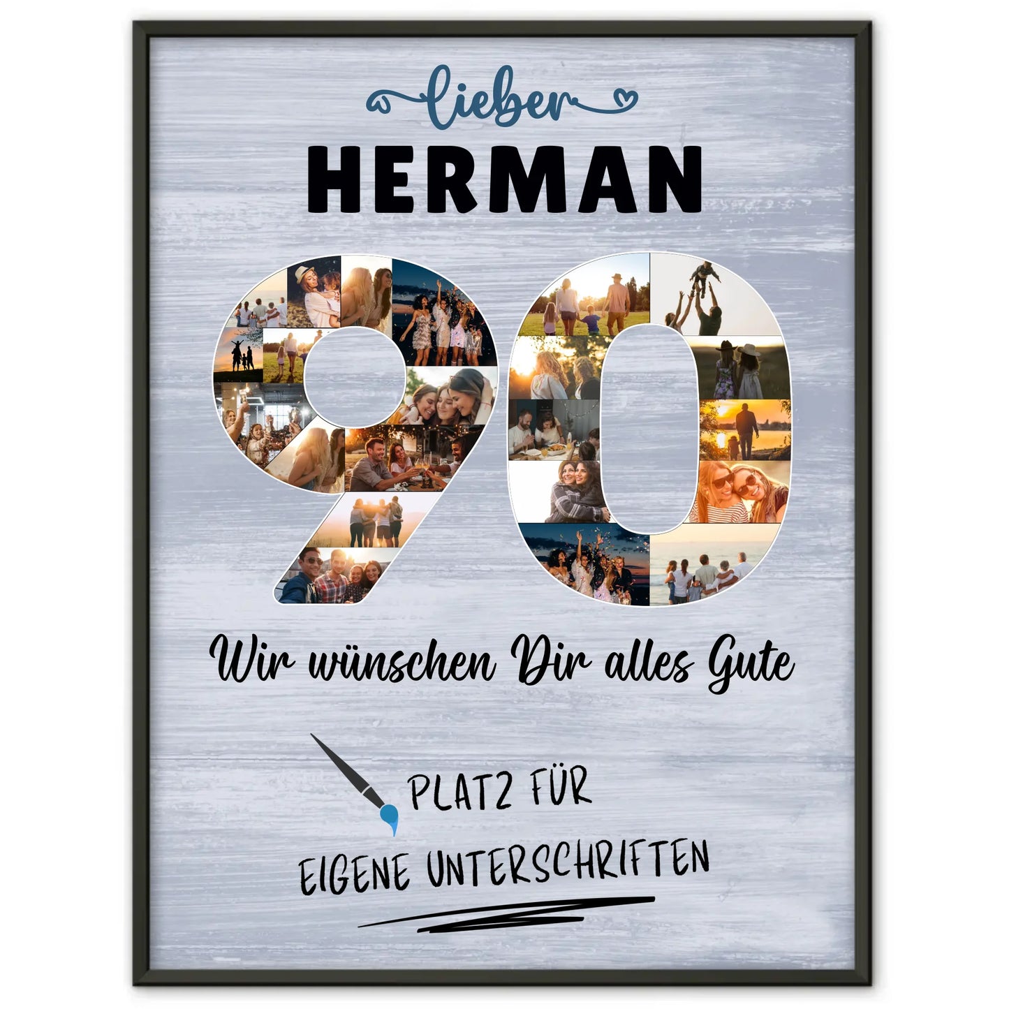 Personalisiertes Poster mit Wunschtext 90 Geburtstag für Opa Papa