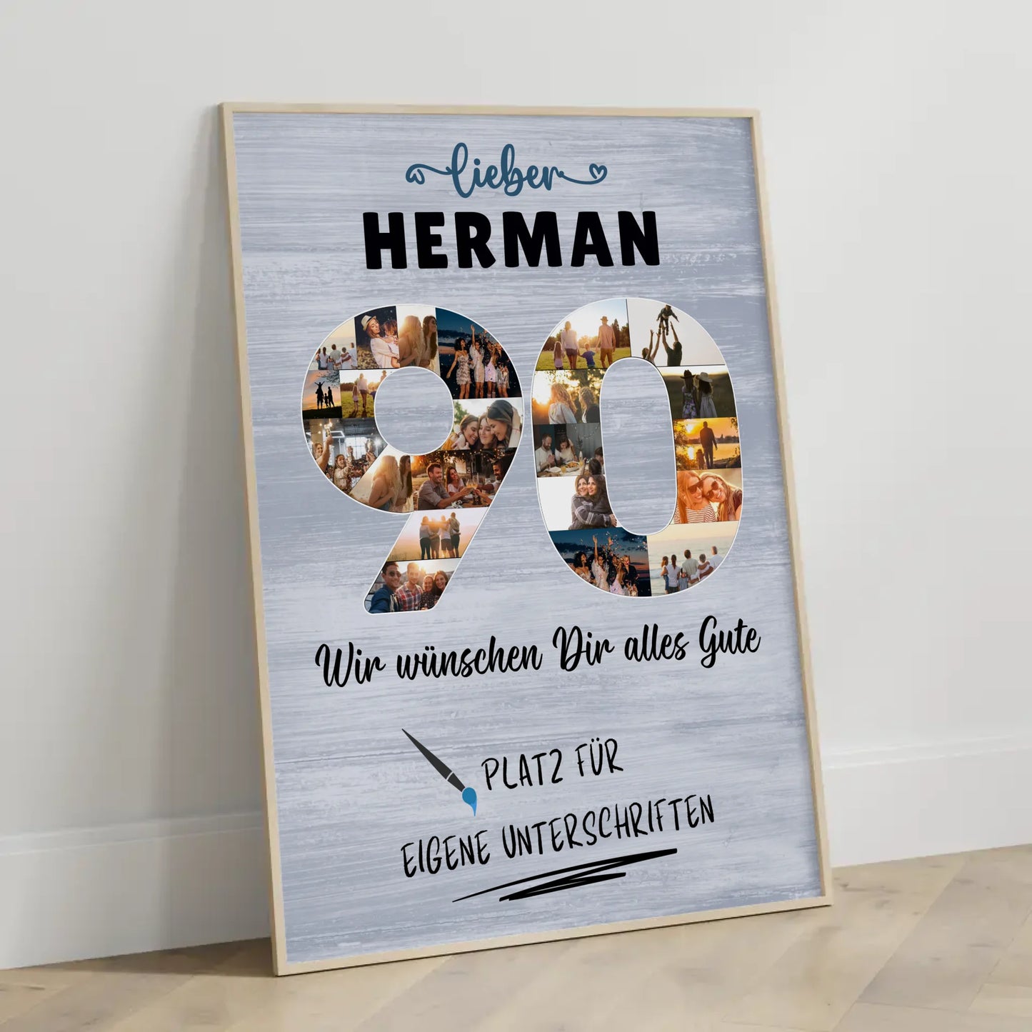 Personalisiertes Poster mit Wunschtext 90 Geburtstag für Opa Papa