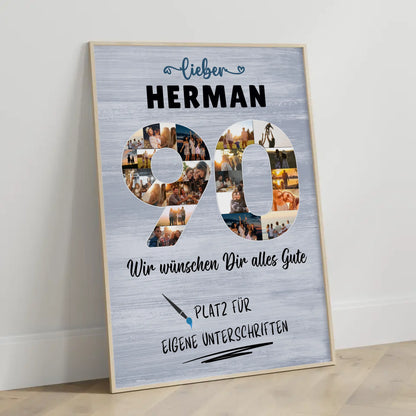 Personalisiertes Poster mit Wunschtext 90 Geburtstag für Opa Papa