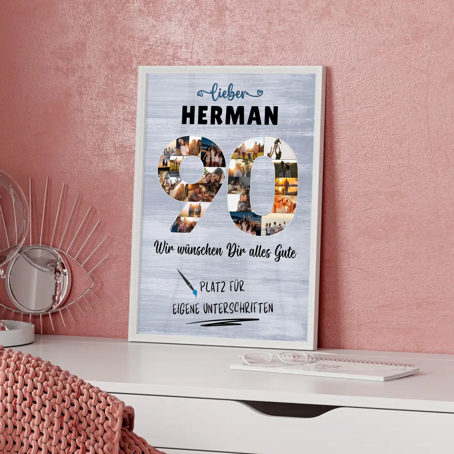 Personalisiertes Poster mit Wunschtext 90 Geburtstag für Opa Papa