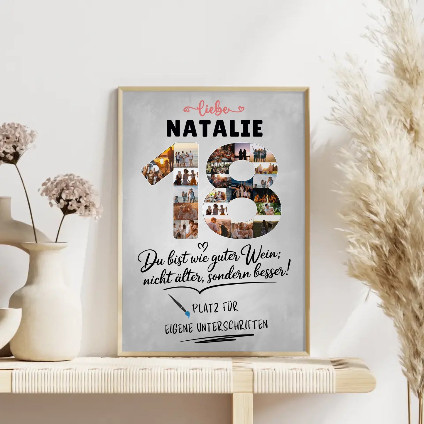 Personalisiertes Poster mit Unterschriften zum 18 Geburtstag mit Fotos und Wunsch Name