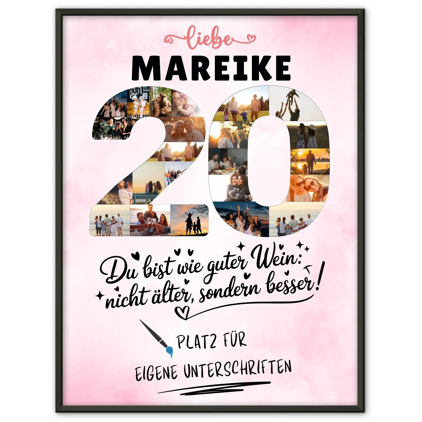 Personalisiertes Poster 20 Geburtstag mit Fotos Wunsch Name