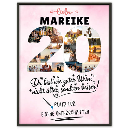Personalisiertes Poster 20 Geburtstag mit Fotos Wunsch Name