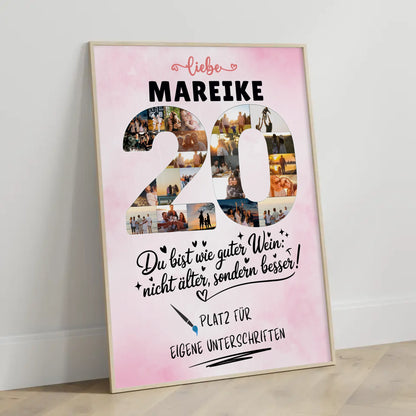 Personalisiertes Poster 20 Geburtstag mit Fotos Wunsch Name