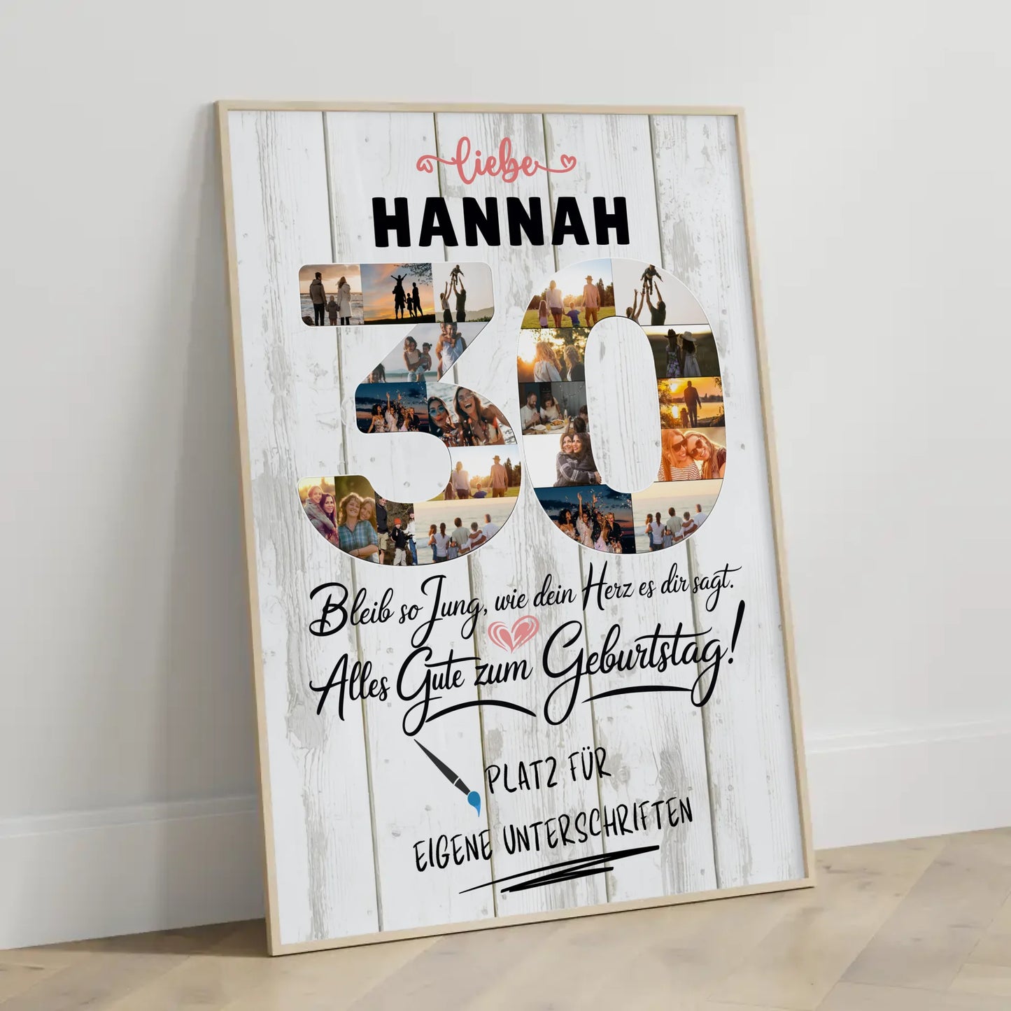Personalisiertes Poster für Unterschriften 30 Geburtstag mit Fotos und Wunschname
