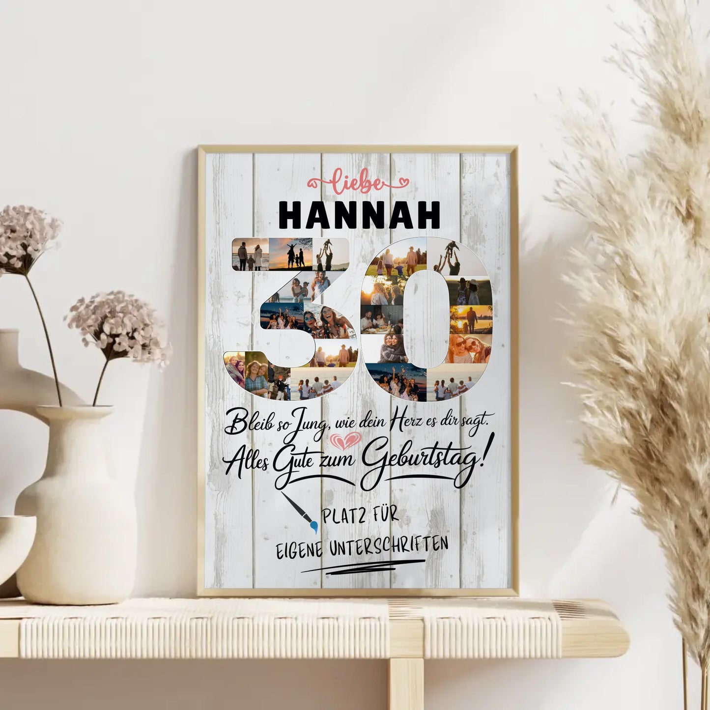 Personalisiertes Poster für Unterschriften 30 Geburtstag mit Fotos und Wunschname
