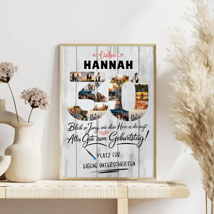 Personalisiertes Poster für Unterschriften 30 Geburtstag mit Fotos und Wunschname
