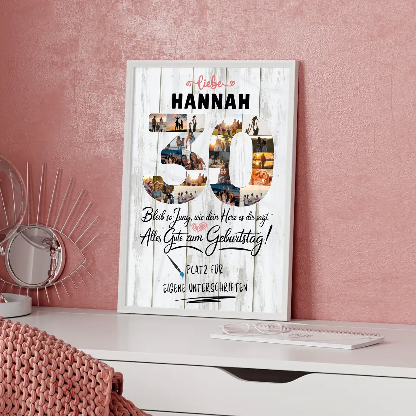 Personalisiertes Poster für Unterschriften 30 Geburtstag mit Fotos und Wunschname