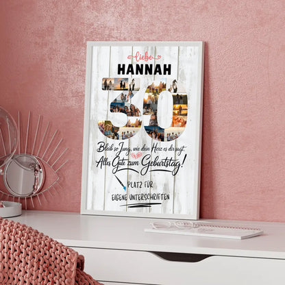 Personalisiertes Poster für Unterschriften 30 Geburtstag mit Fotos und Wunschname