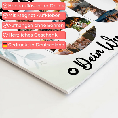 Fotoboard Magnet Poster mit Unterschriften 80 Geburtstag Oma