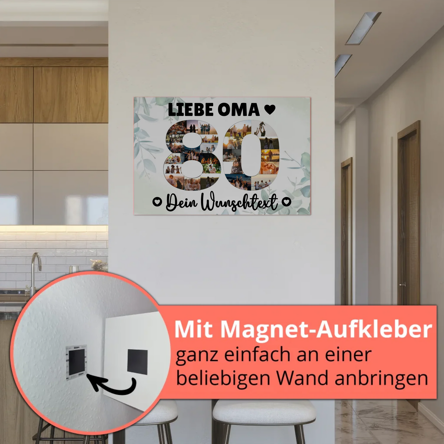 Fotoboard Magnet Poster mit Unterschriften 80 Geburtstag Oma