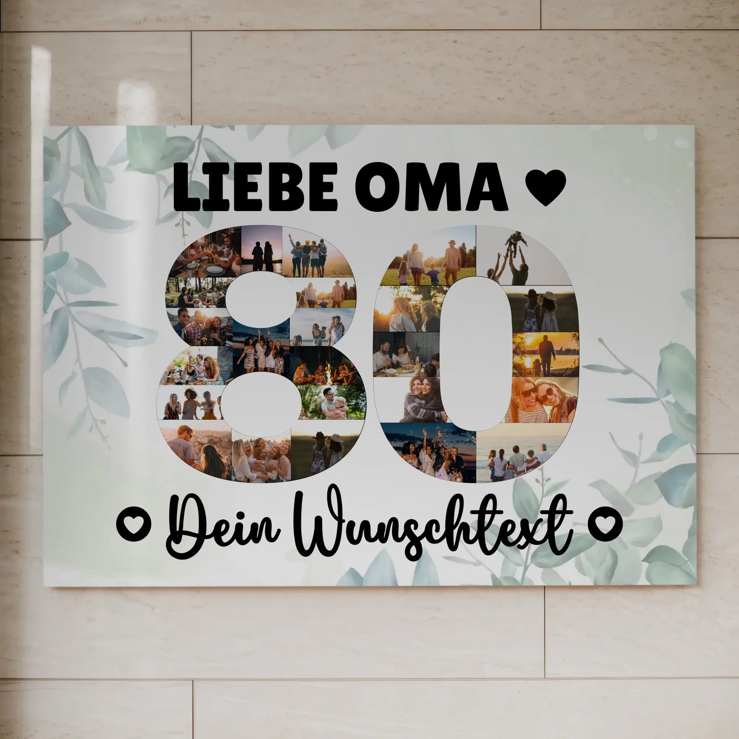 Fotoboard Magnet Poster mit Unterschriften 80 Geburtstag Oma