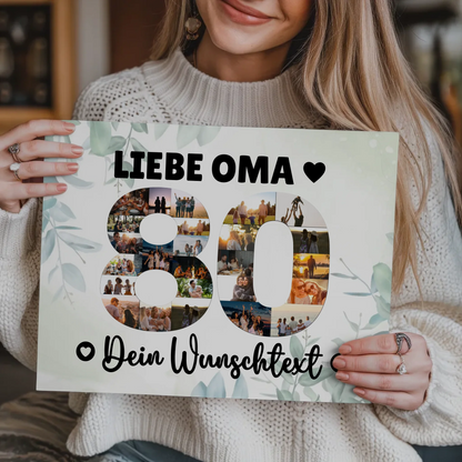 Fotoboard Magnet Poster mit Unterschriften 80 Geburtstag Oma