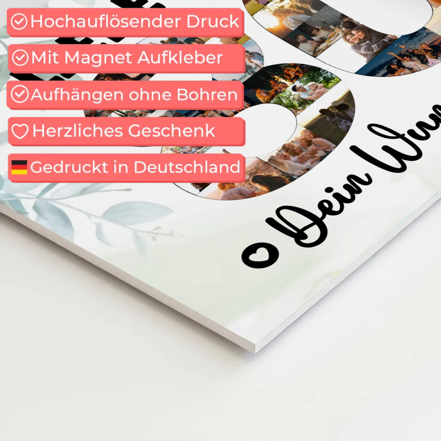 Fotoboard Magnet Poster mit Unterschriften 80 Geburtstag Oma