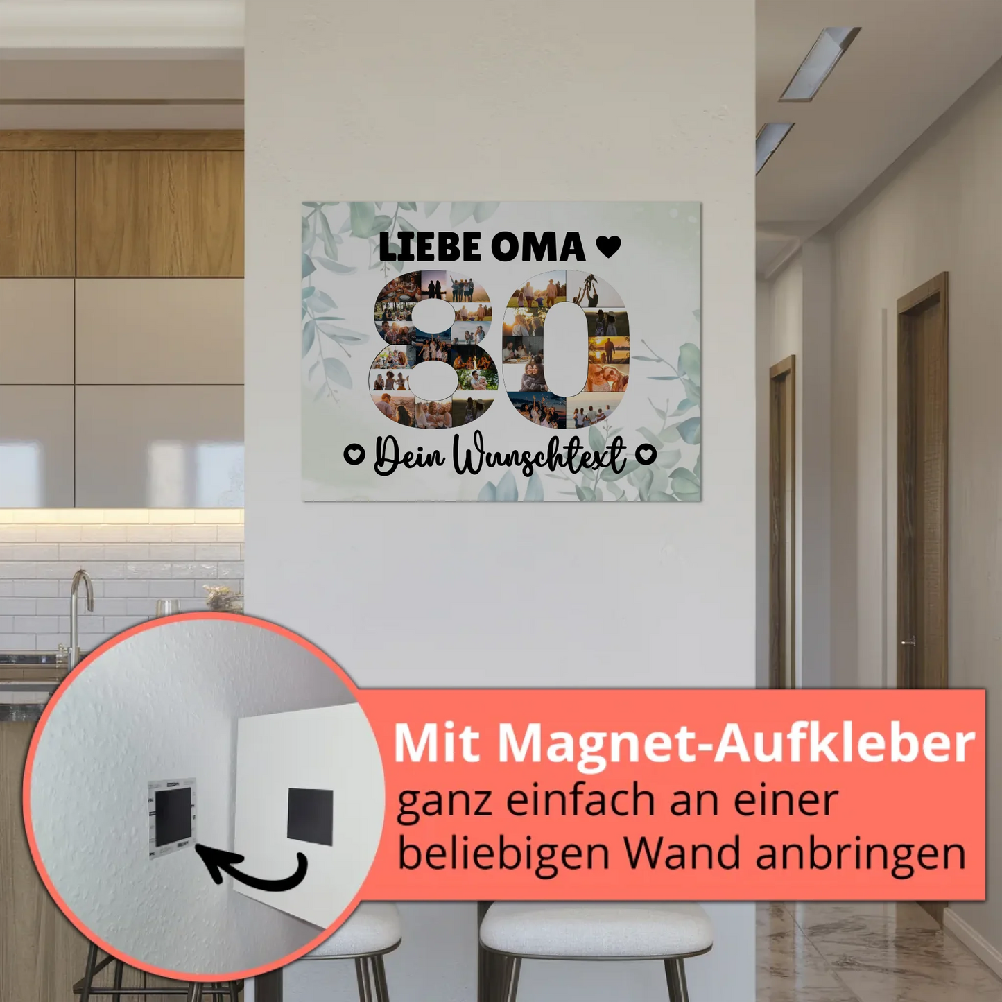 Fotoboard Magnet Poster mit Unterschriften 80 Geburtstag Oma