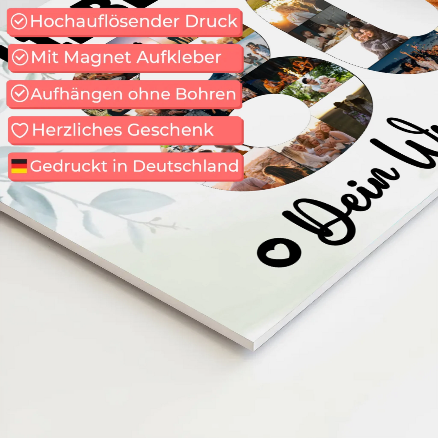 Fotoboard Magnet Poster mit Unterschriften 80 Geburtstag Oma