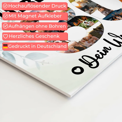 Fotoboard Magnet Poster mit Unterschriften 80 Geburtstag Oma