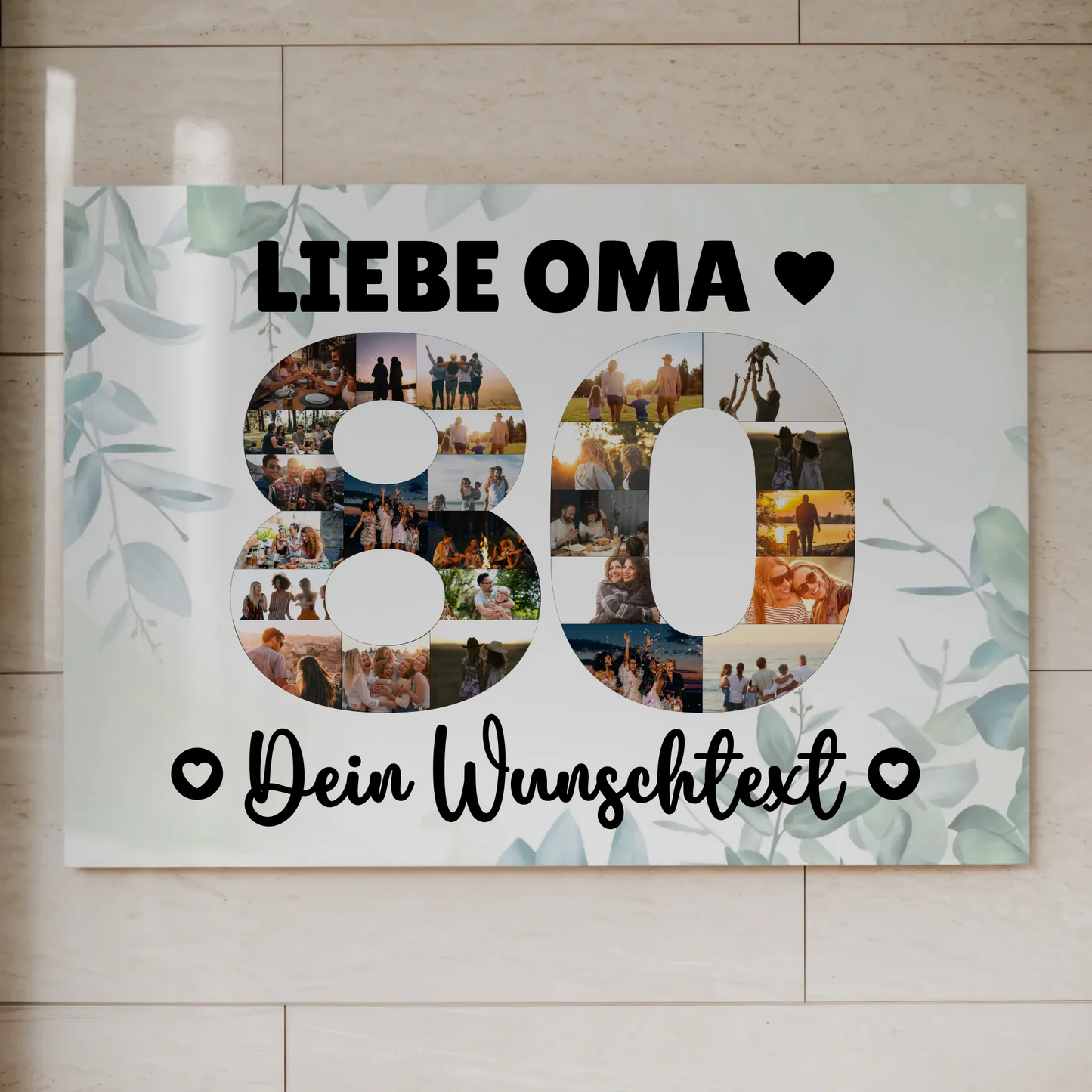 Fotoboard Magnet Poster mit Unterschriften 80 Geburtstag Oma