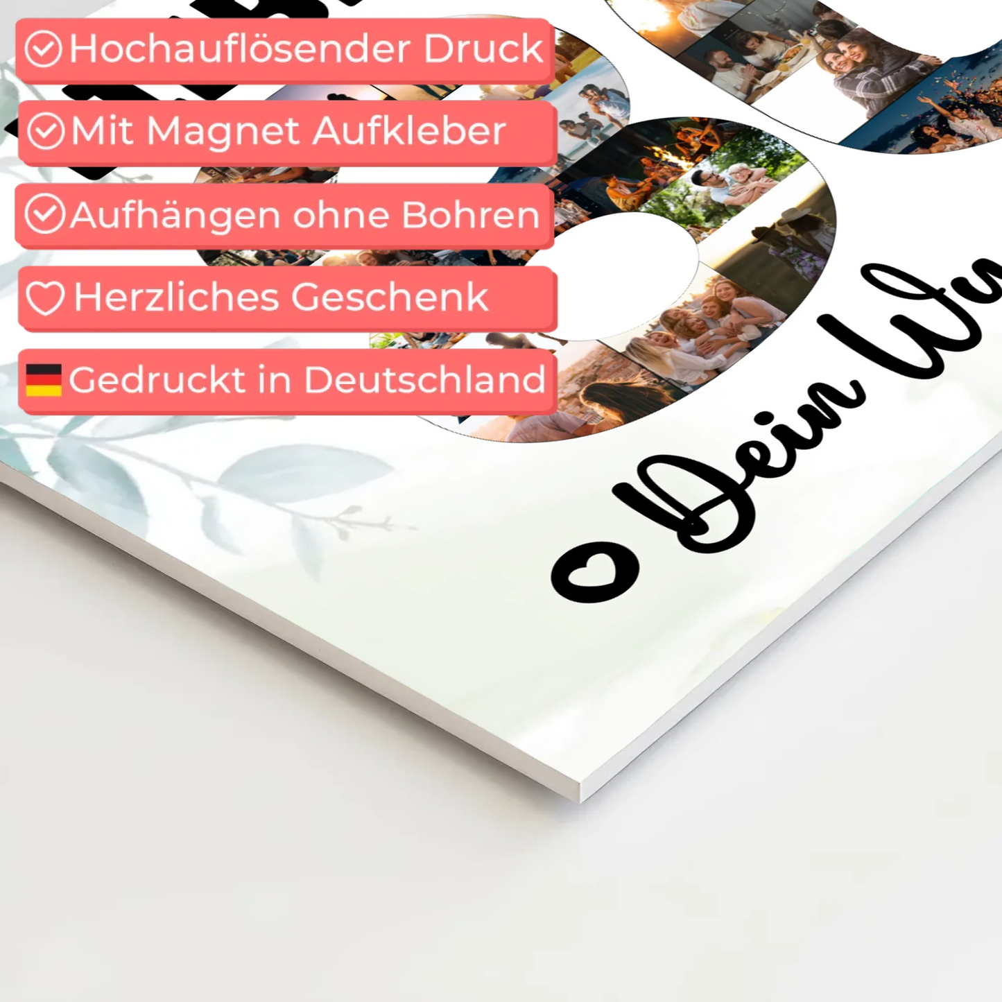 Fotoboard Magnet Poster mit Unterschriften 80 Geburtstag Oma