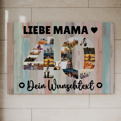 Magnetisches Fotoboard mit Unterschriften 40 Geburtstag Mama