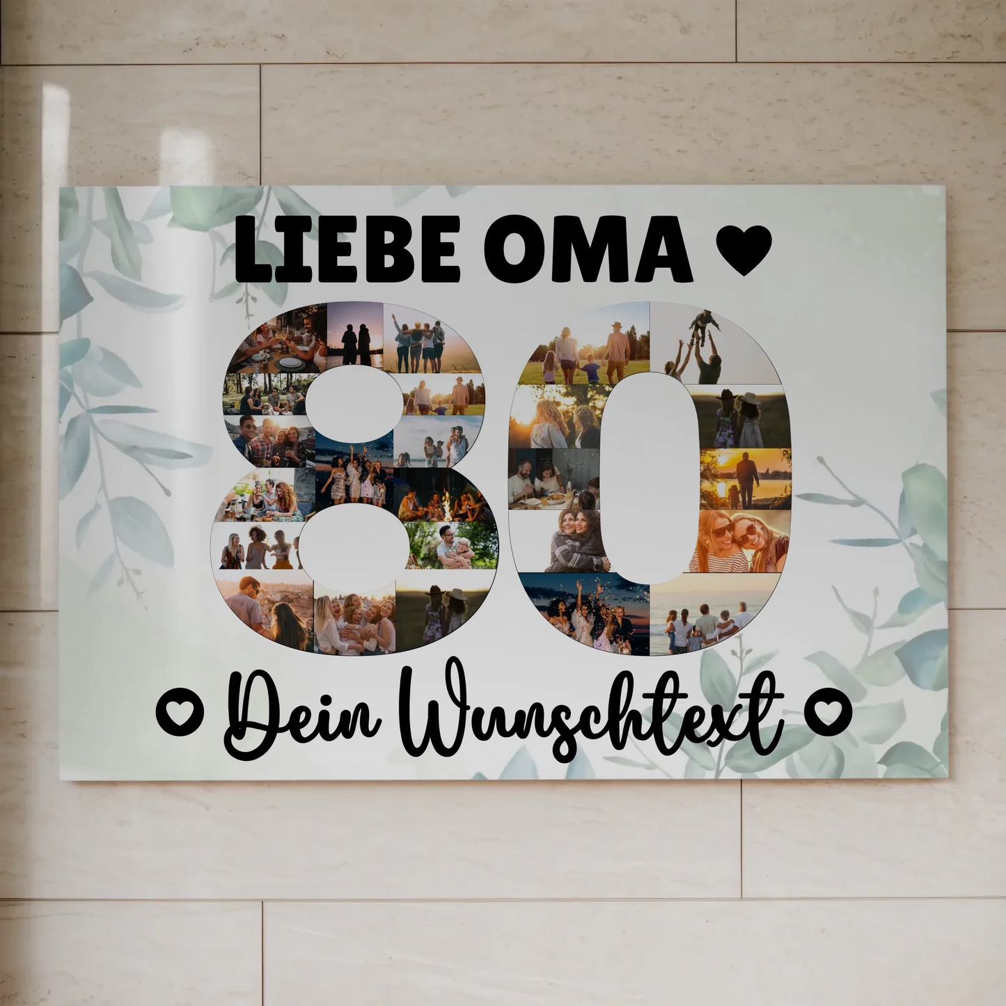 Fotoboard Magnet Poster mit Unterschriften 80 Geburtstag Oma