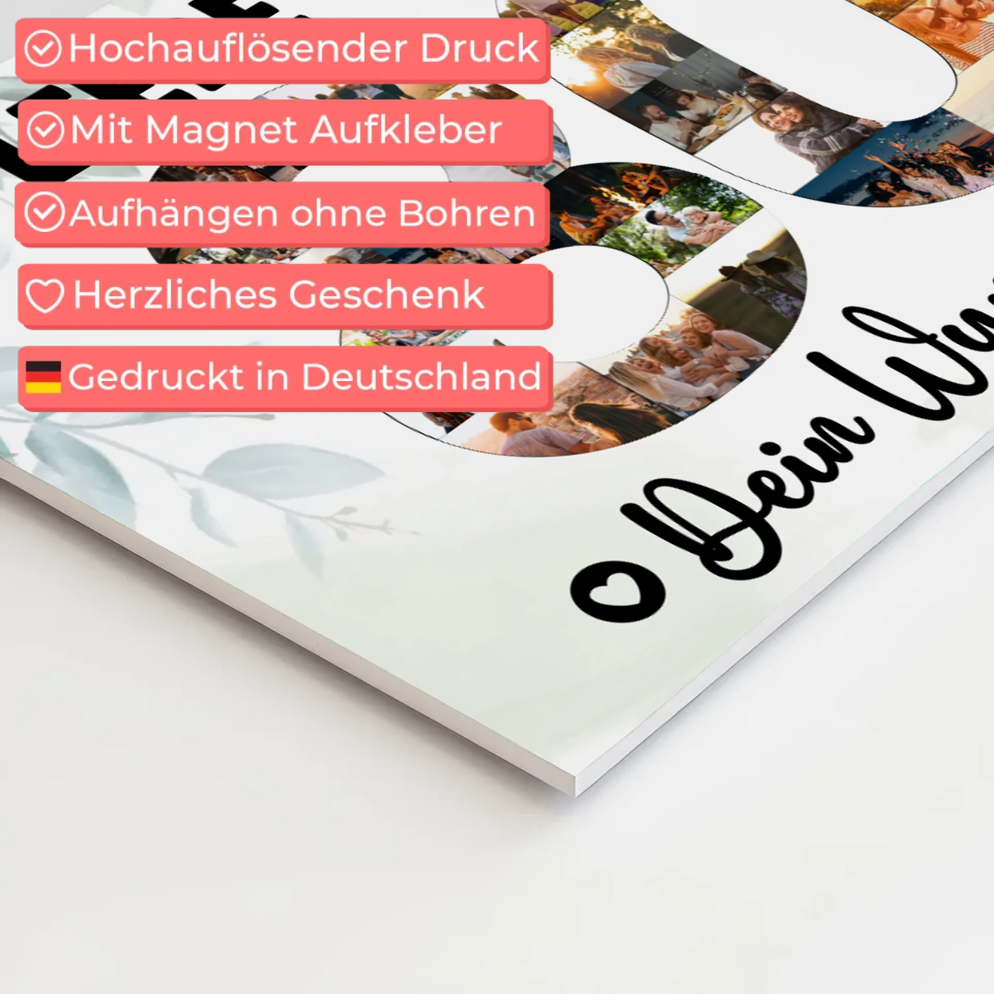 Fotoboard Magnet Poster mit Unterschriften 80 Geburtstag Oma