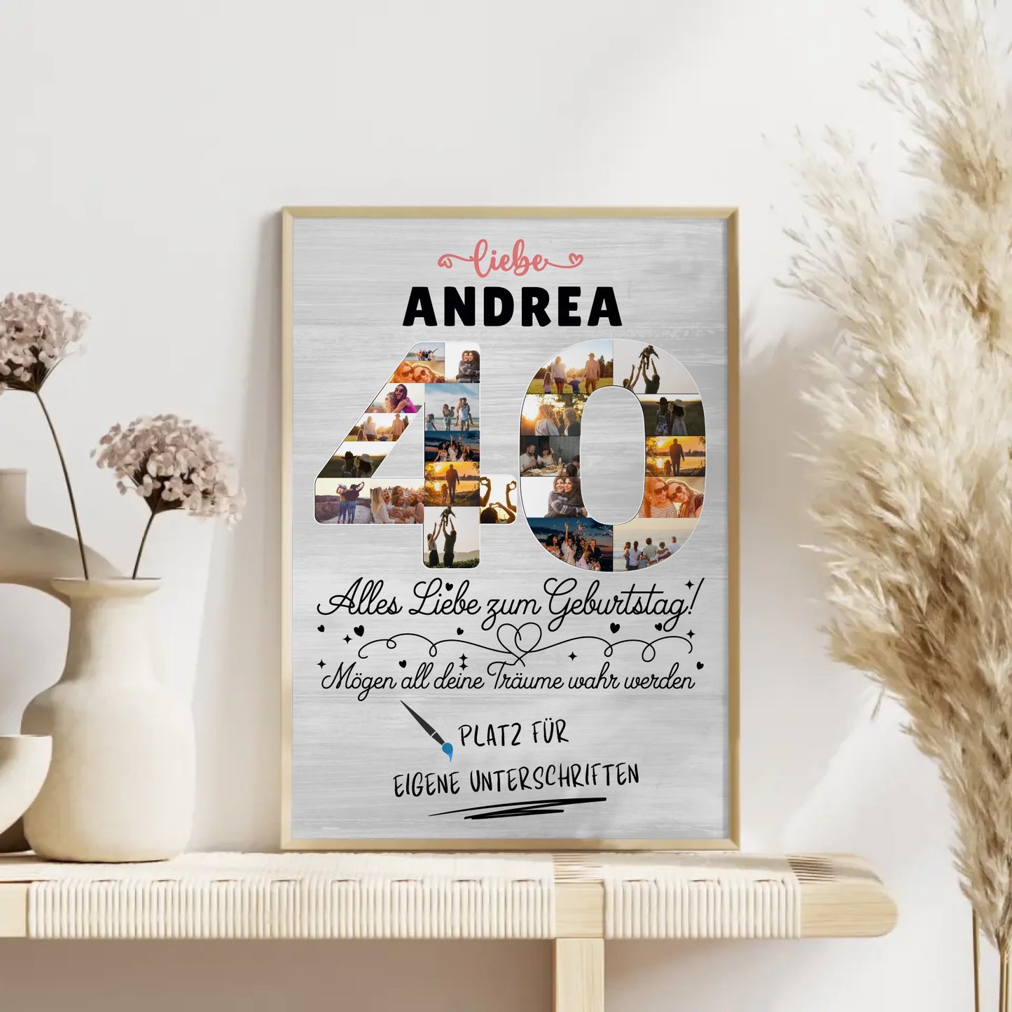 Personalisiertes Poster zum 40 Geburtstag mit Fotos und Wunsch Name