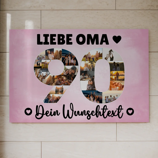 Fotoboard Poster magnetisch mit Wunschtext 90 Geburtstag Oma