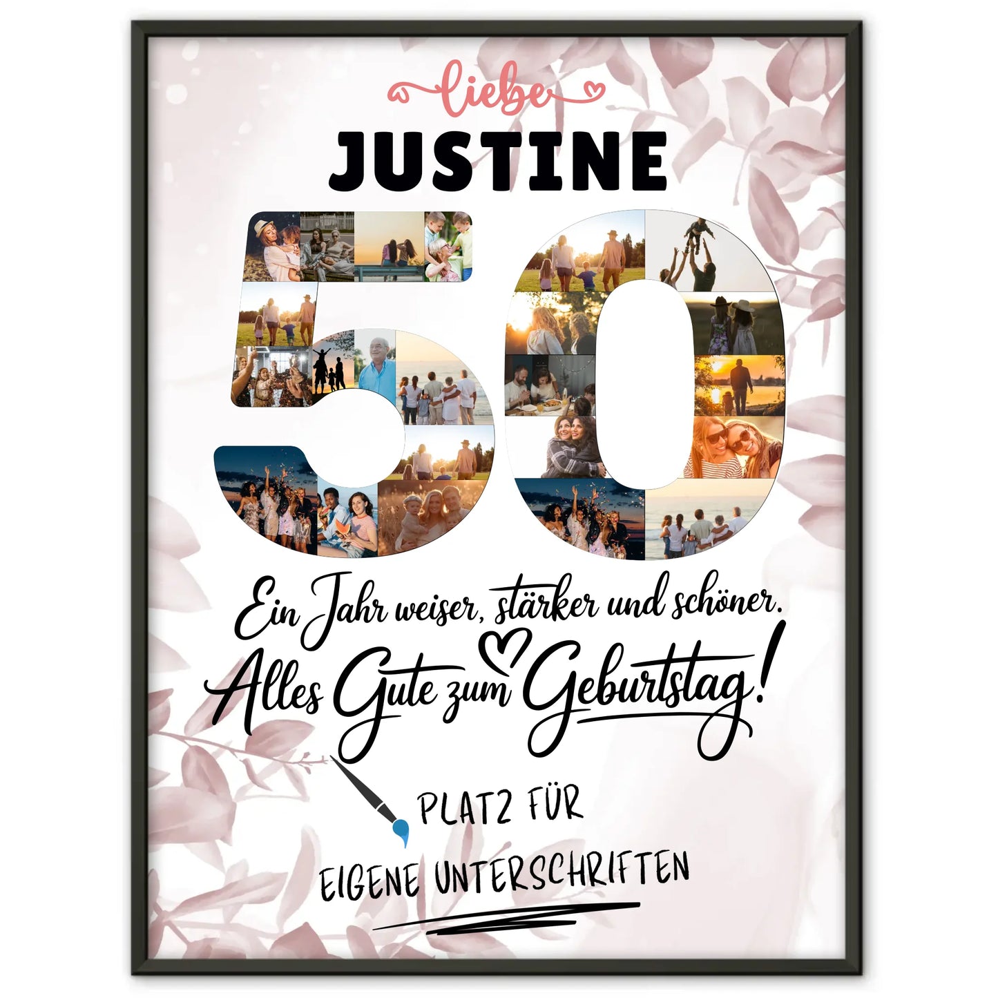 Personalisiertes Poster mit Unterschriften 50 Geburtstag Fotos Namen
