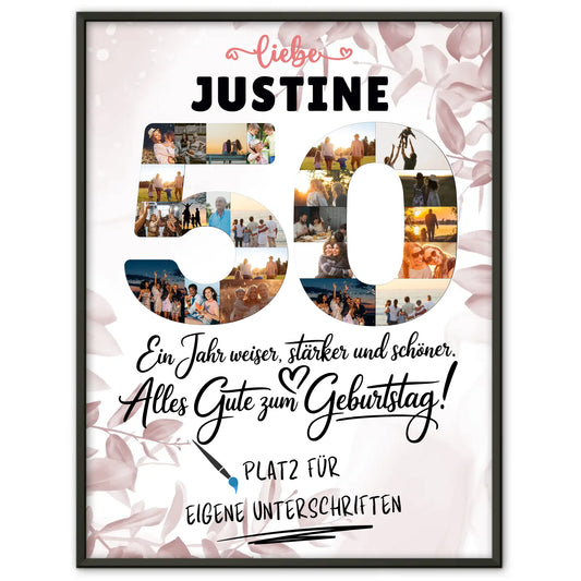 Personalisiertes Poster mit Unterschriften 50 Geburtstag Fotos Namen