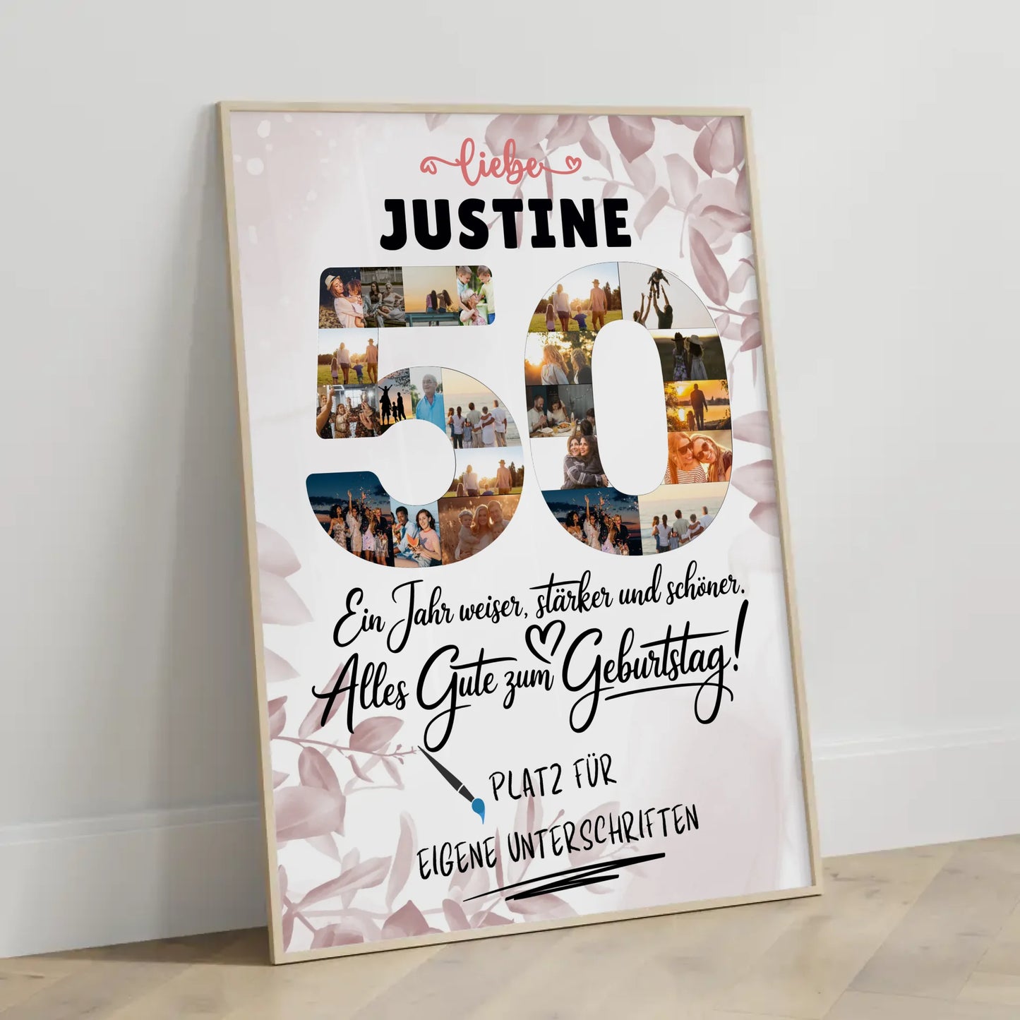 Personalisiertes Poster mit Unterschriften 50 Geburtstag Fotos Namen